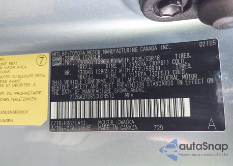 2005 Lexus Rx 330 from USA, damaged, VIN 2T2GA31U85C028510